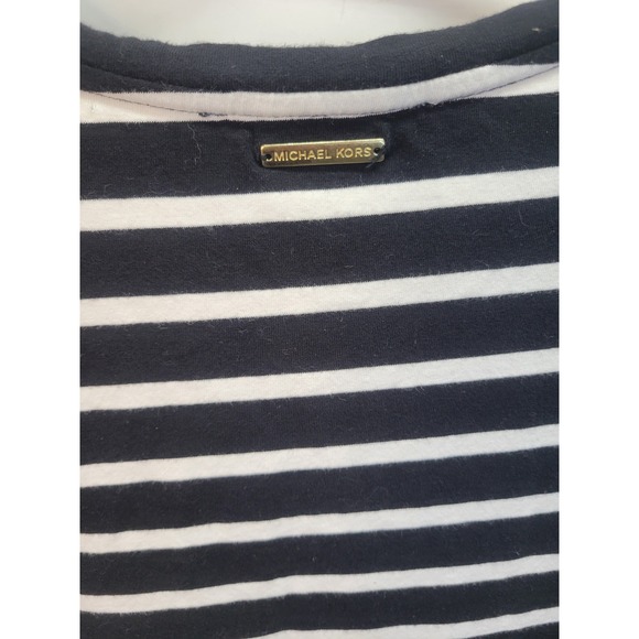 Michael Kors Dress Striped Black White MK Logo Studded Short Sleeve Womens - Picture 8 of 11